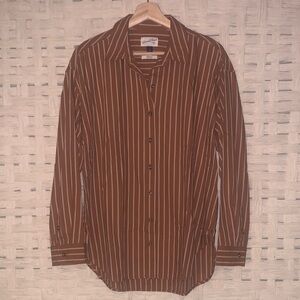 Universal Thread NWOT Oversized Button-Down Striped Rust - Small